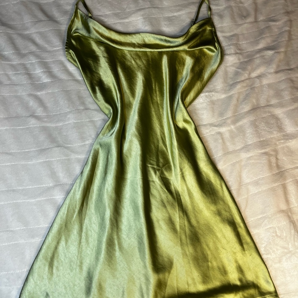 Motel Rocks Satin Olive Mini Dress